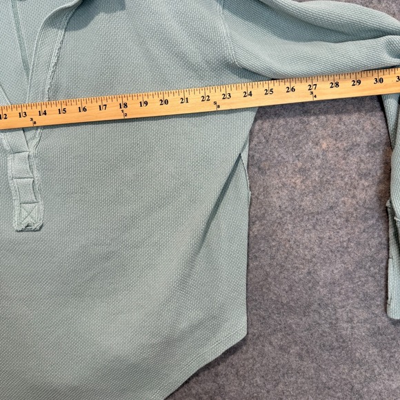 Free People We The Free Anakin Thermal Waffle Henley Top Large V Neck Knit Blue - Picture 10 of 13